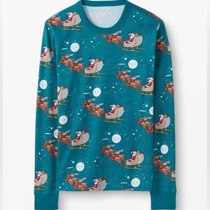 HANNA ANDERSSON SANTA SLEIGH RIDE Adult Unisex Long John Pajama Top Sz Small NEW